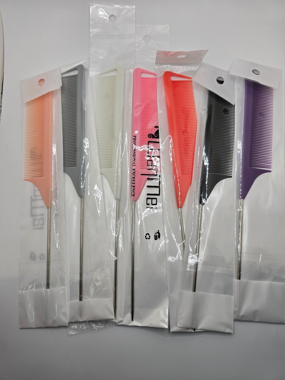 Rat Tail Combs Parting Comb 7Pcs Rat Tail Comb Set, Long Steel Pin Multicolored